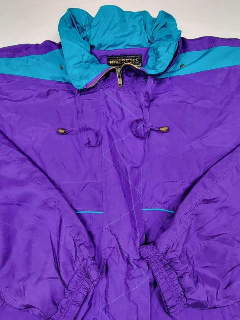 Vintage River Edge Purple Windbreaker Jacket Full Zip Pockets Teal Colorblock